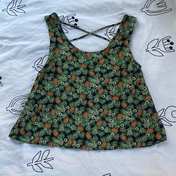 MINE Pineapple Green Tank Top Size S - Picture 2 of 7